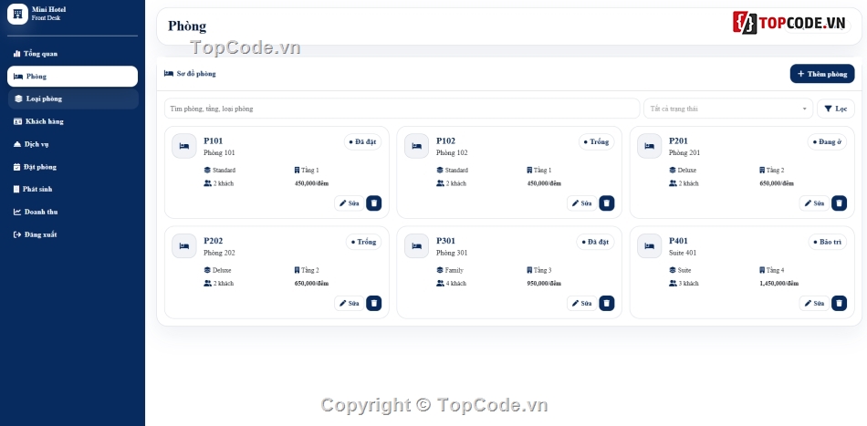 Quản lý khách sạn,quản lý khách sạn mini,Quản lý khách sạn code
